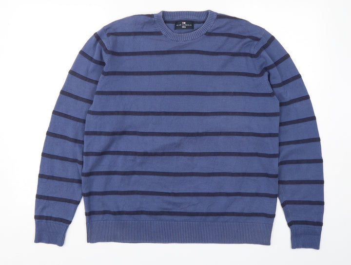 Blue Harbour Womens Blue Striped Cotton Pullover Sweatshirt Size L Pullover