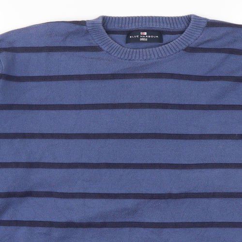 Blue Harbour Womens Blue Striped Cotton Pullover Sweatshirt Size L  Pullover