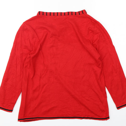 Just Elegance Womens Red Round Neck  Viscose Pullover Jumper Size M
