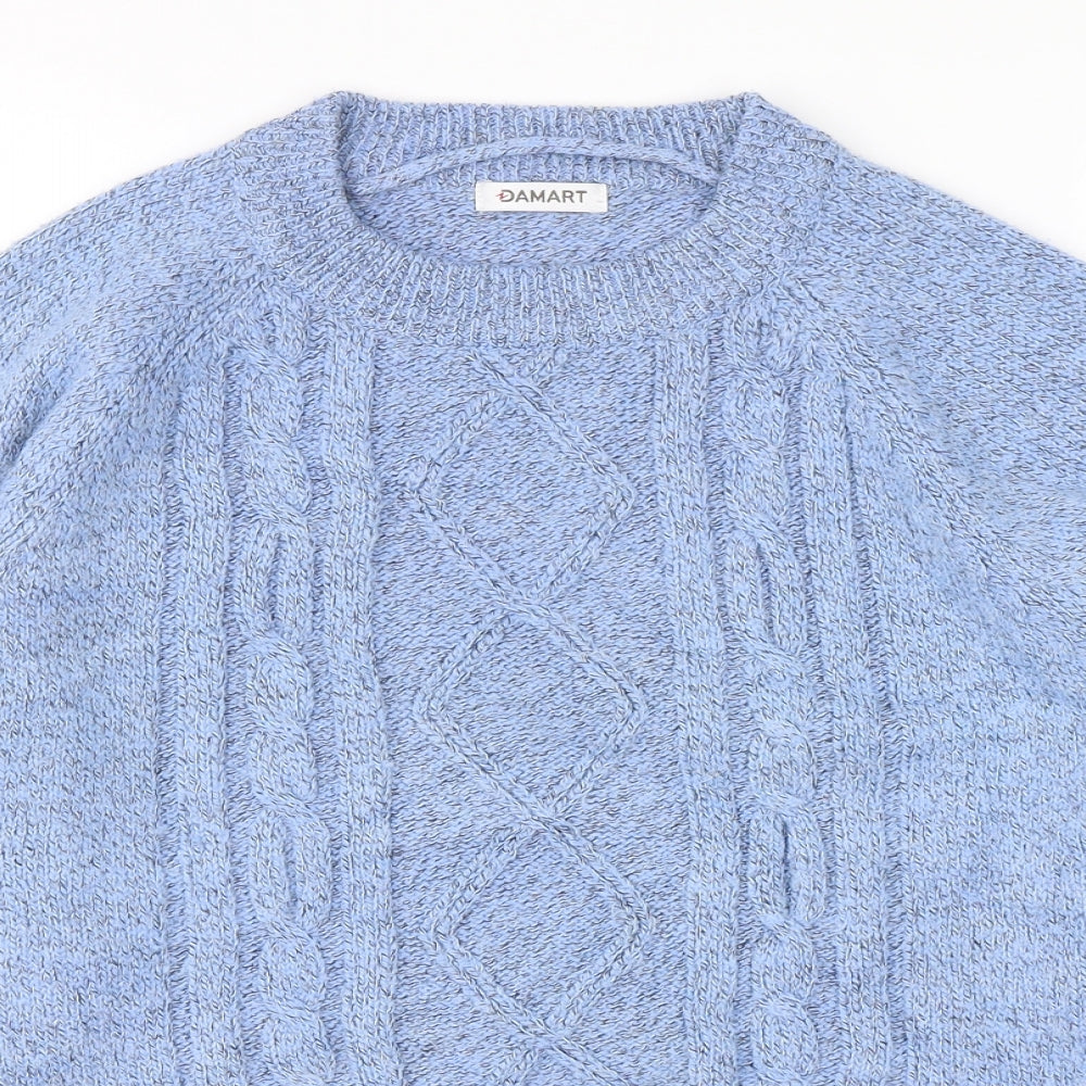Damart Womens Blue Round Neck  Acrylic Pullover Jumper Size 10