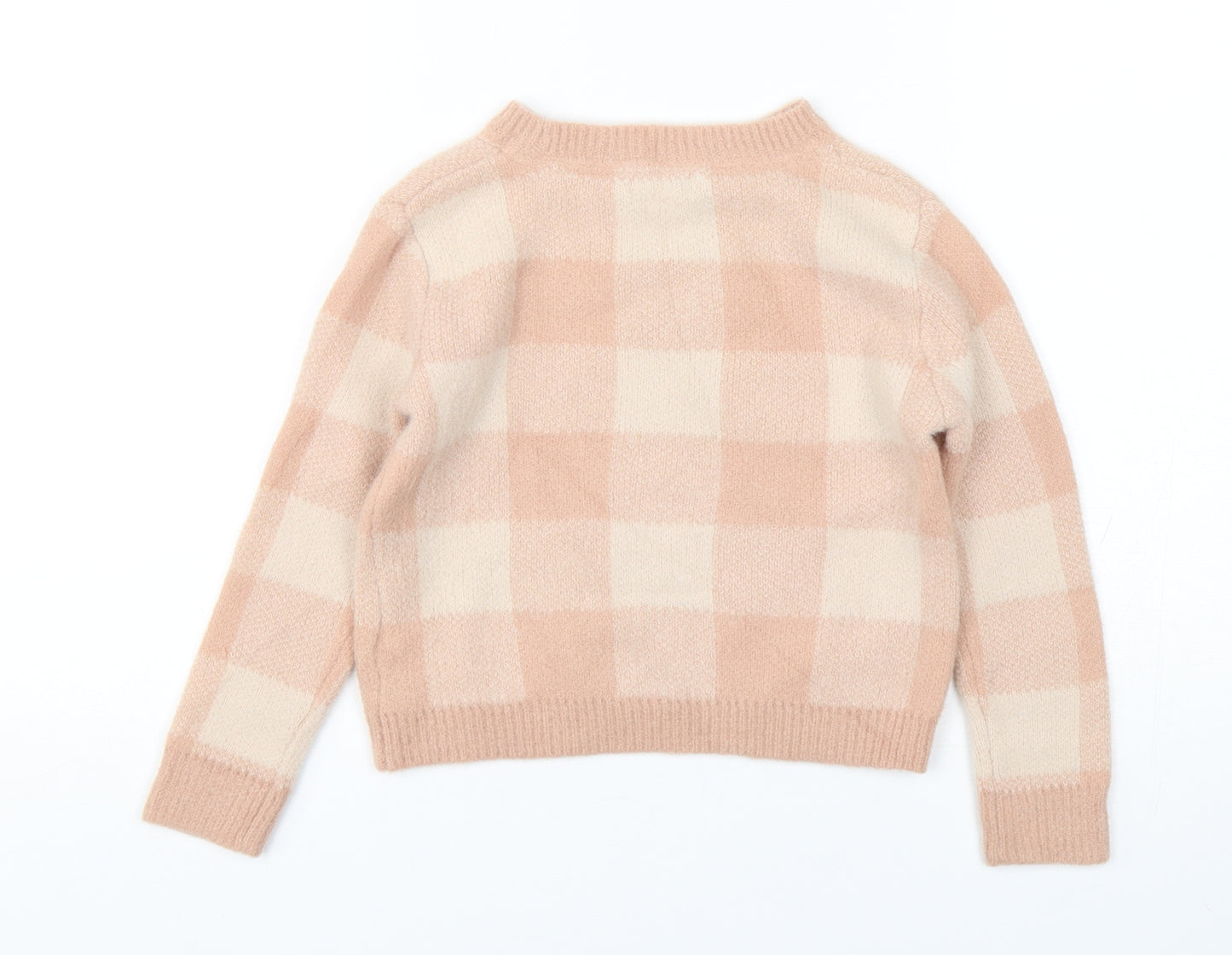 Primark Girls Pink Round Neck Check Polyamide Pullover Jumper Size 4-5 Years  Pullover