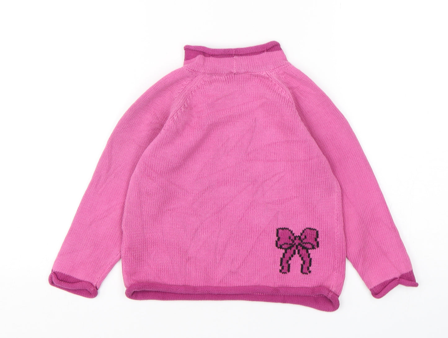 L.L. Bean  Girls Pink Mock Neck  Cotton Pullover Jumper Size 3 Years  Pullover - Horse