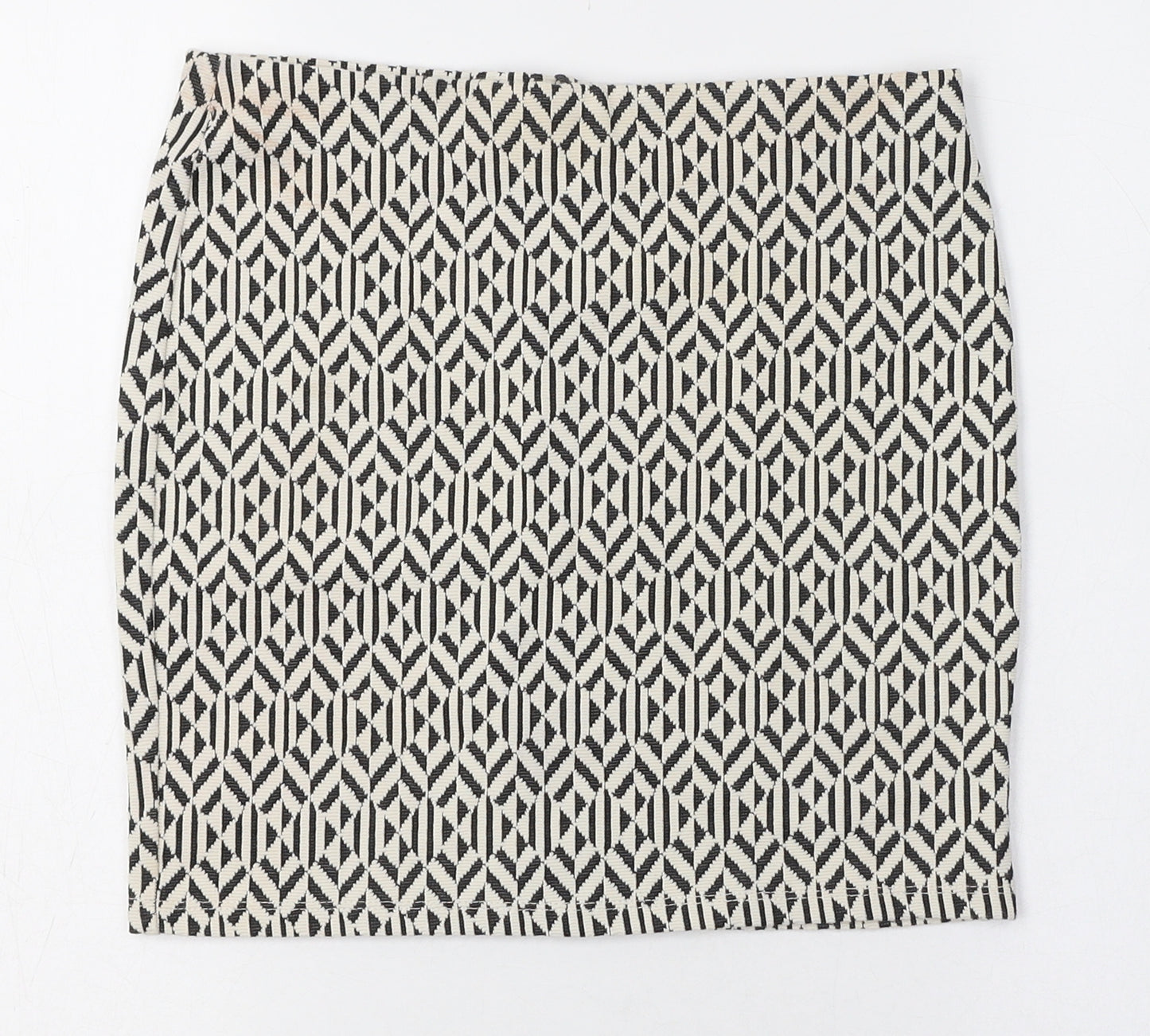 Atmosphere Womens Ivory Geometric Cotton Mini Skirt Size 6