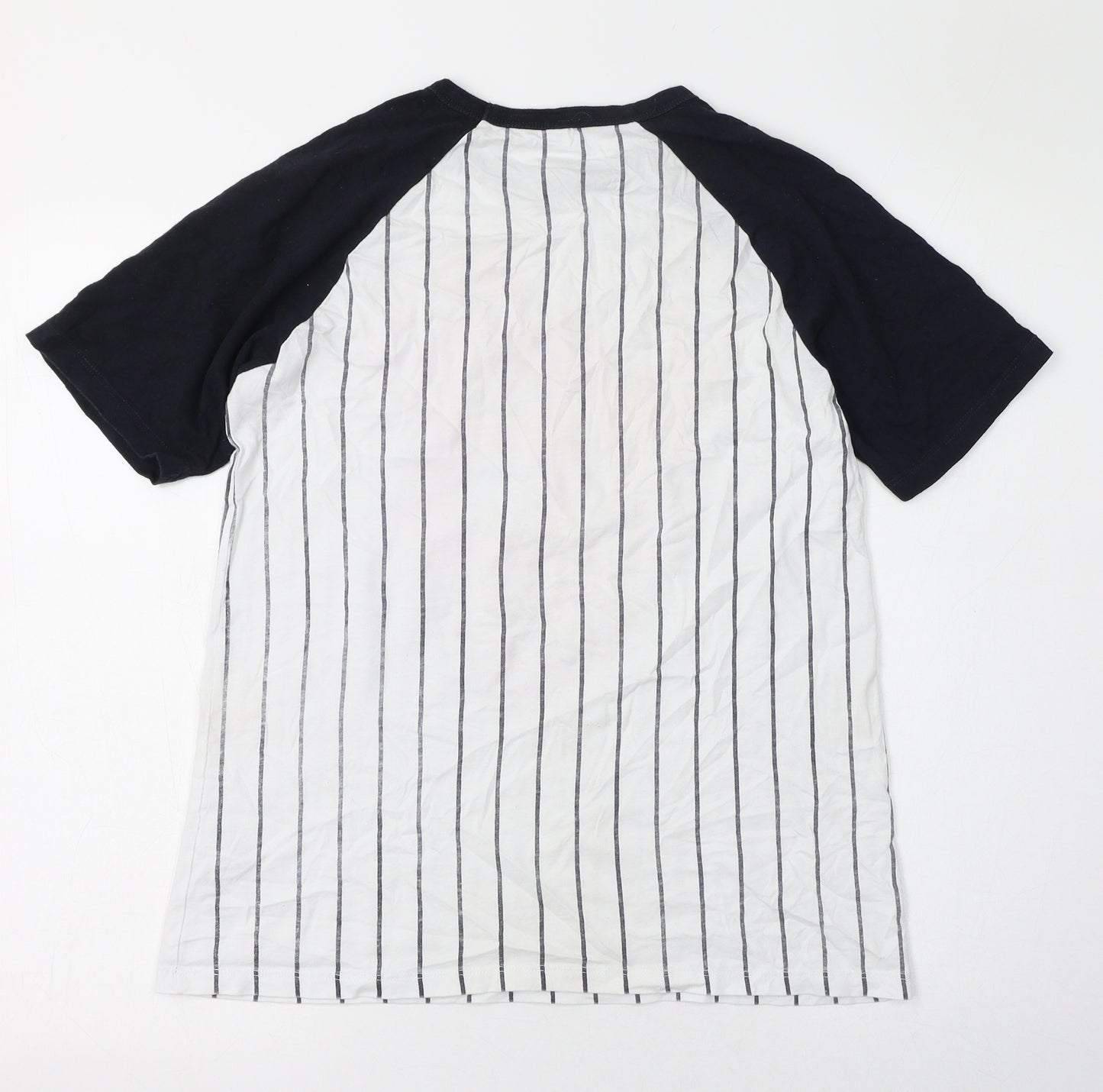 ASOS Womens White Striped 100% Cotton Basic T-Shirt Size 6 Round Neck