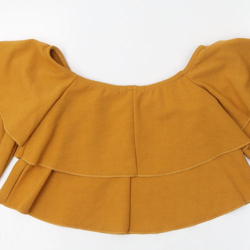 Boohoo Womens Orange  Polyester Cropped Blouse Size 6 Round Neck