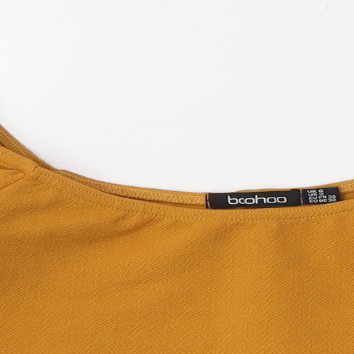 Boohoo Womens Orange  Polyester Cropped Blouse Size 6 Round Neck