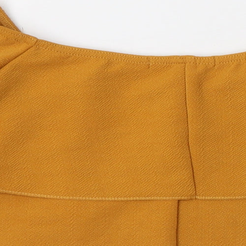 Boohoo Womens Orange  Polyester Cropped Blouse Size 6 Round Neck