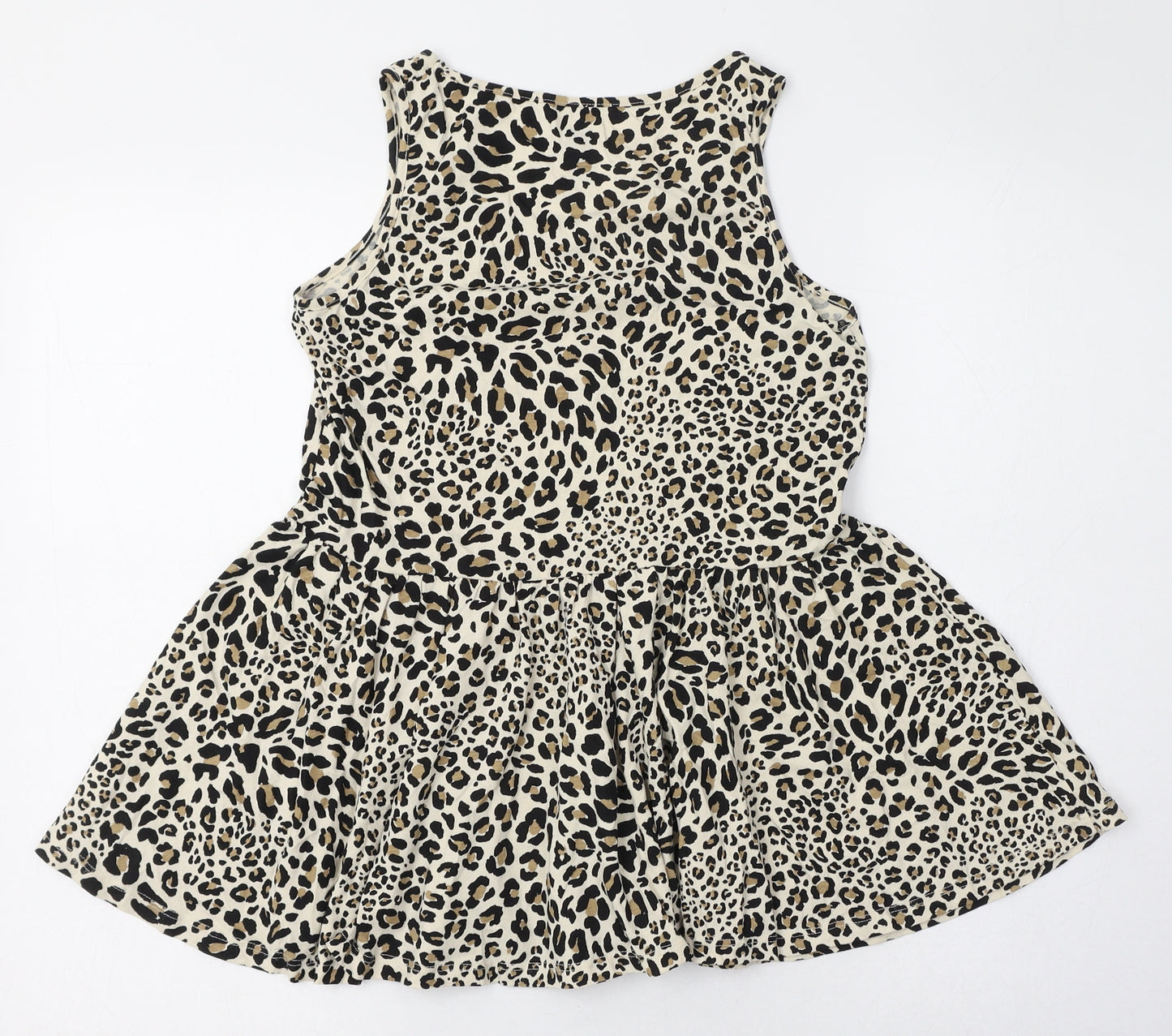 F&F Womens Brown Animal Print 100% Cotton Basic Tank Size 6 Round Neck