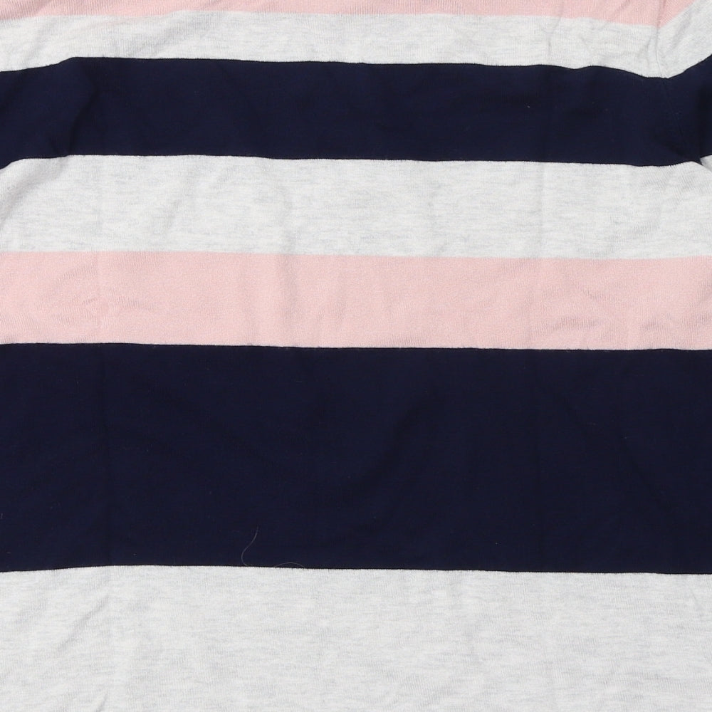 Wallis Womens Multicoloured Round Neck Striped Viscose Pullover Jumper Size 16   - Decorative zips