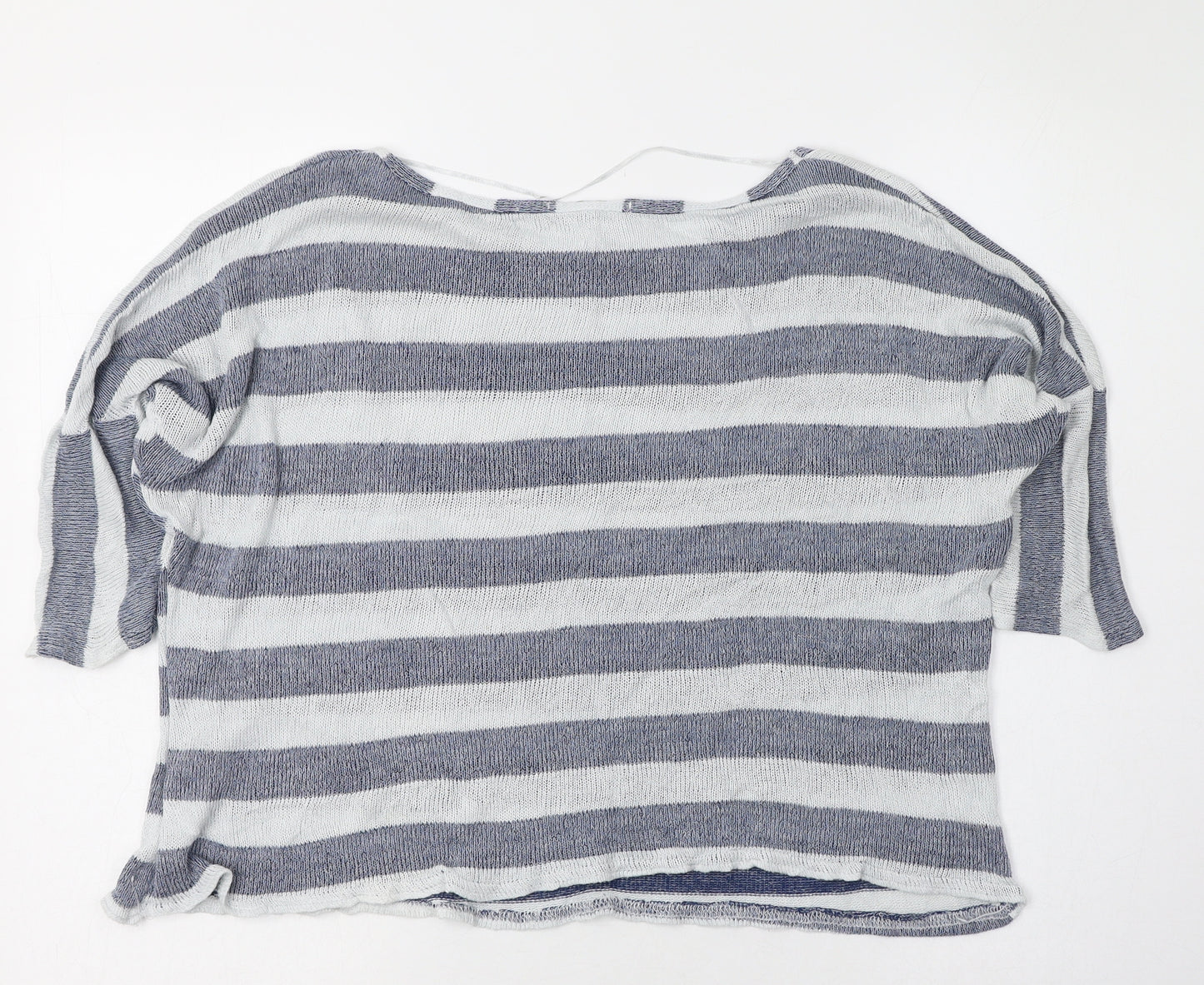 Atmosphere Womens Blue Round Neck Striped Polyester Pullover Jumper Size 12