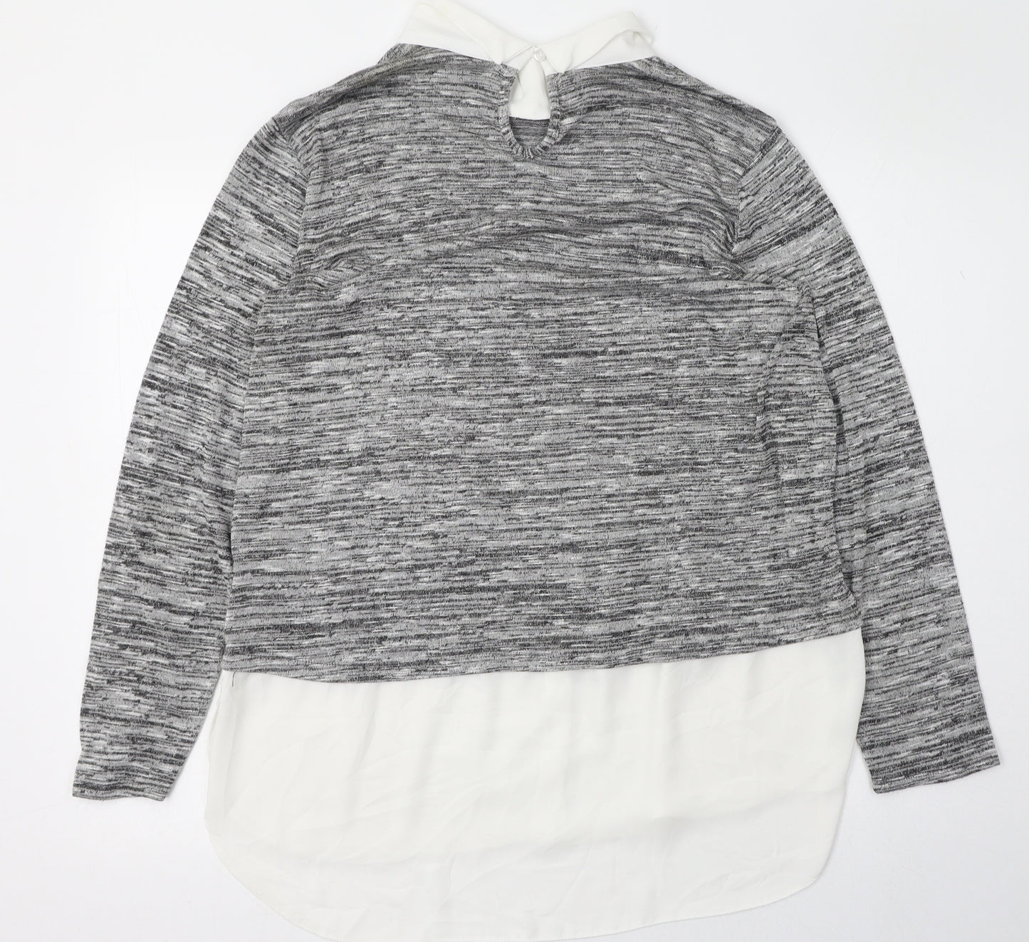 Wallis Womens Grey Collared  Polyester Pullover Jumper Size 16