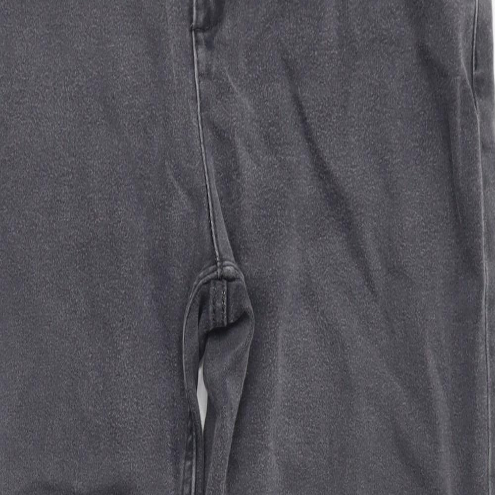 Marks and Spencer Womens Grey  Cotton Straight Jeans Size 14 L26 in Regular Zip