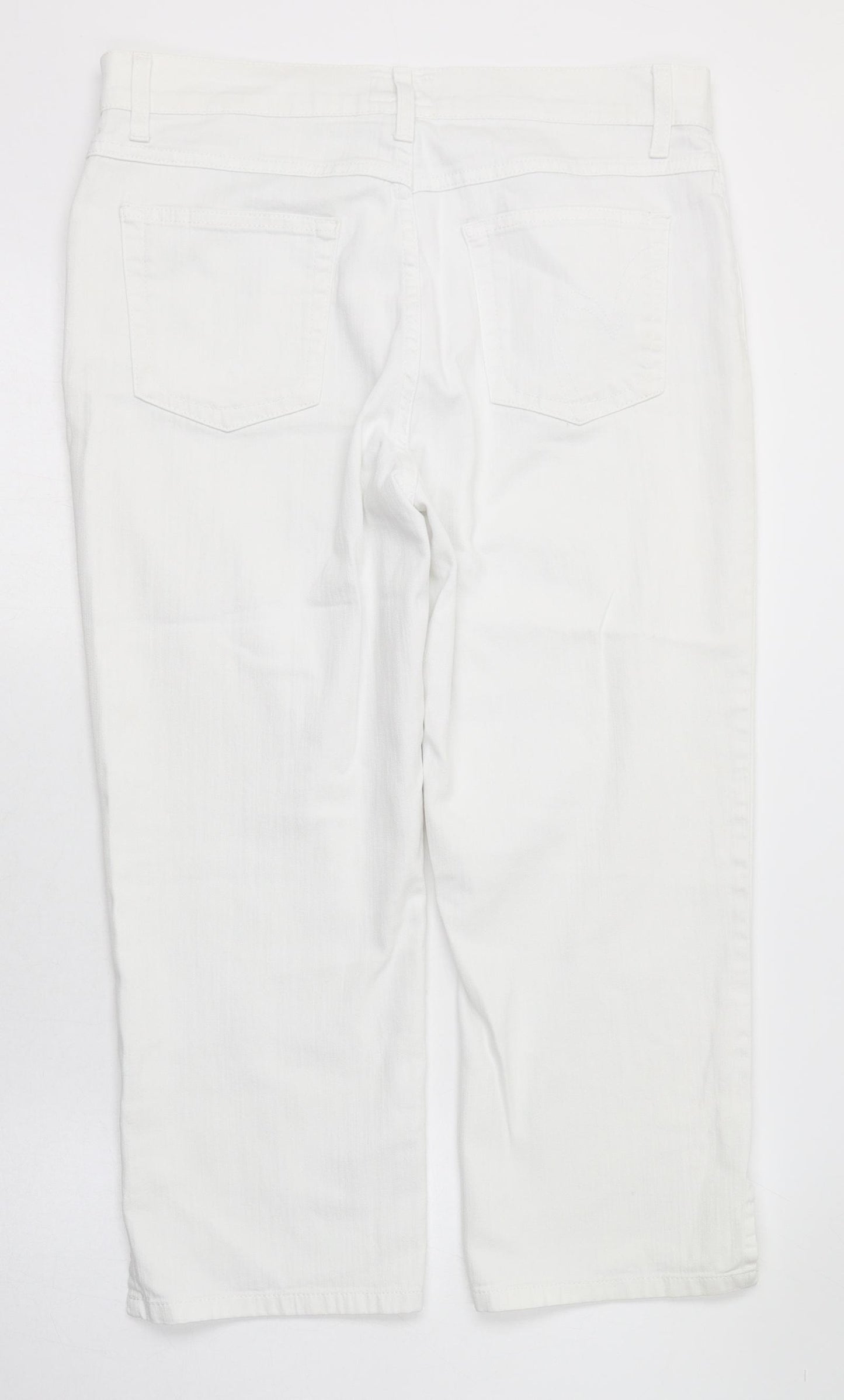 Per Una Womens White  Cotton Capri Jeans Size 14 L20.5 in Regular Zip - Cropped