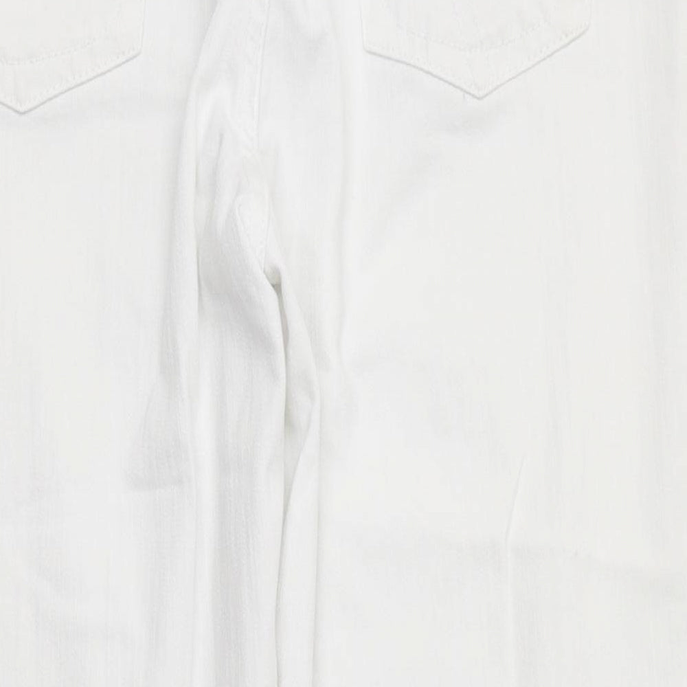 Per Una Womens White  Cotton Capri Jeans Size 14 L20.5 in Regular Zip - Cropped