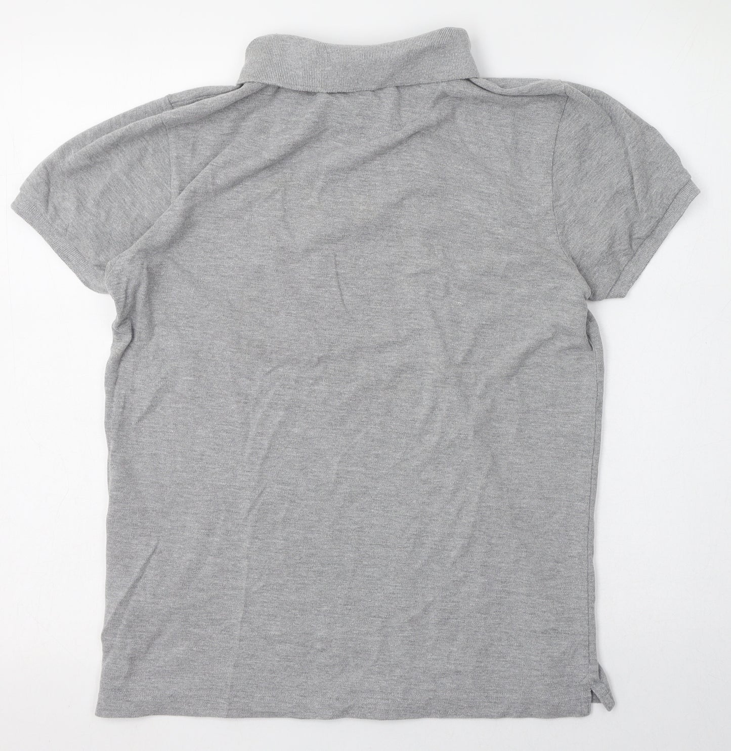 Bellfield Mens Grey  Cotton  Polo Size S Collared Button