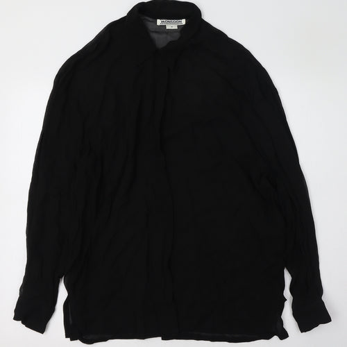 Monsoon Womens Black  Polyester Basic Button-Up Size 12 Collared