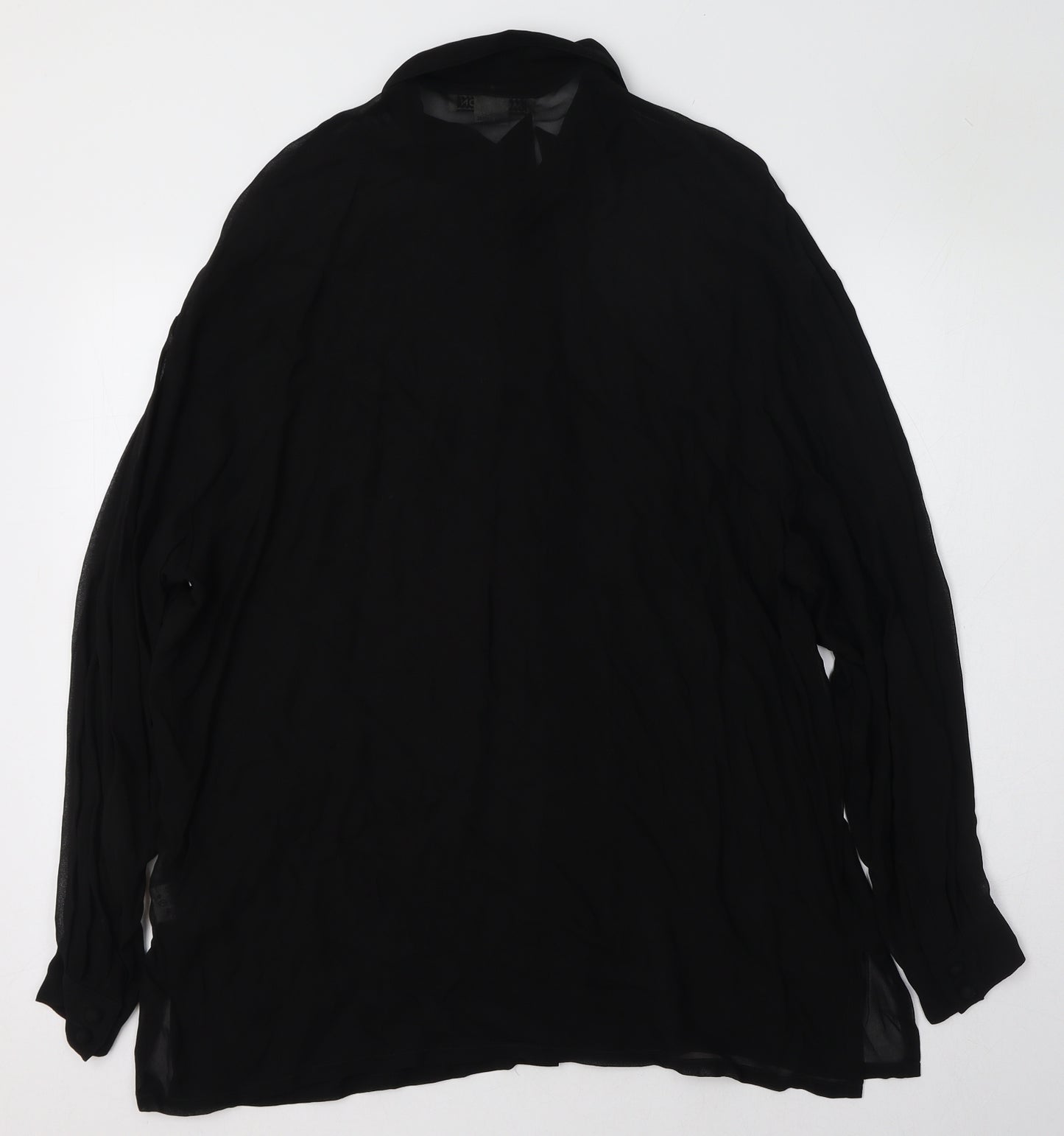 Monsoon Womens Black  Polyester Basic Button-Up Size 12 Collared