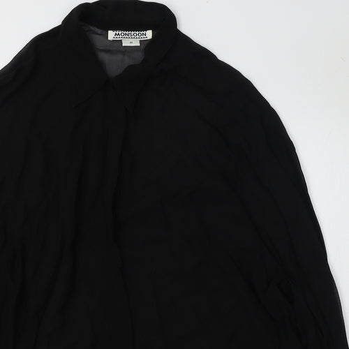 Monsoon Womens Black  Polyester Basic Button-Up Size 12 Collared