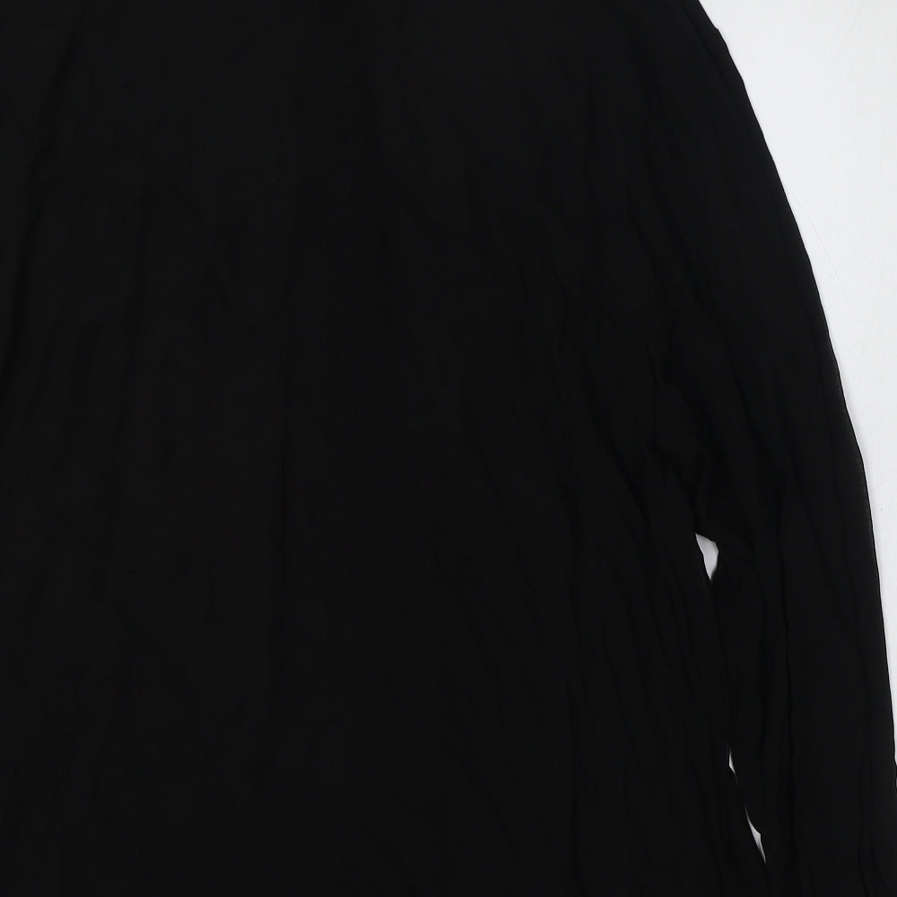 Monsoon Womens Black  Polyester Basic Button-Up Size 12 Collared