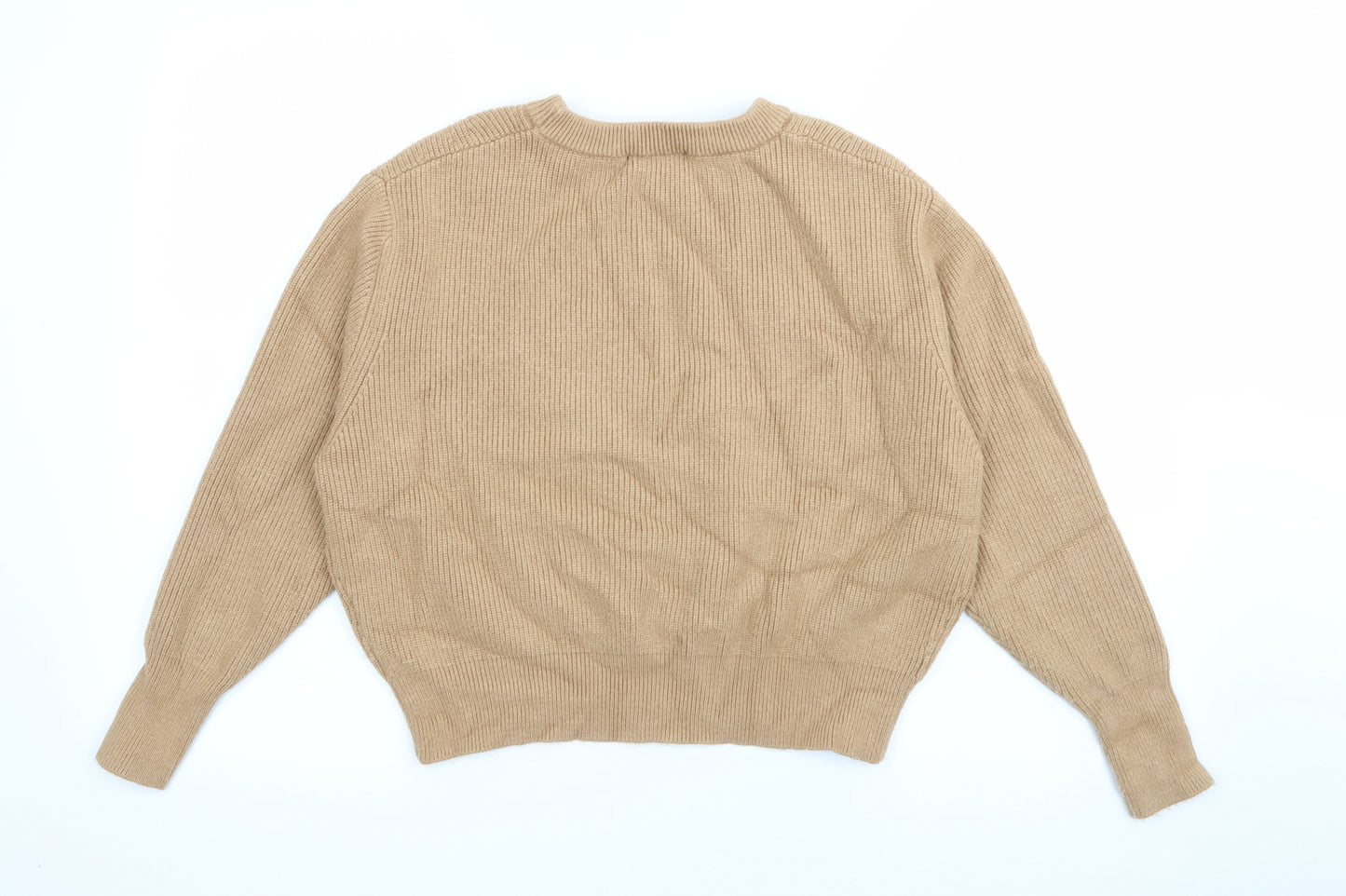 Zara Womens Beige Crew Neck  Viscose Pullover Jumper Size S