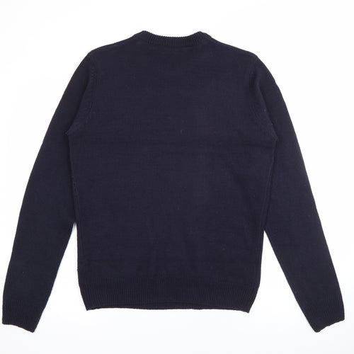 New Look Mens Blue Crew Neck  Acrylic Pullover Jumper Size S