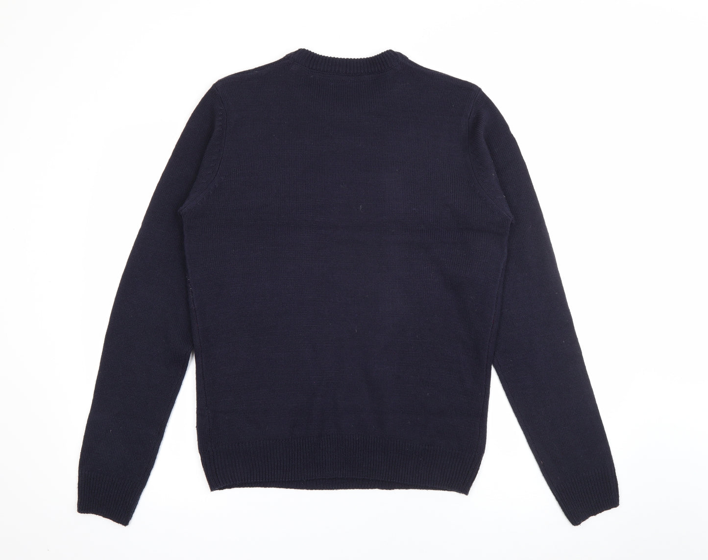 New Look Mens Blue Crew Neck  Acrylic Pullover Jumper Size S