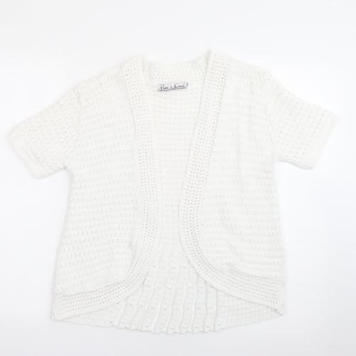 Pure & Natural  Womens White V-Neck  Cotton Cardigan Jumper Size L