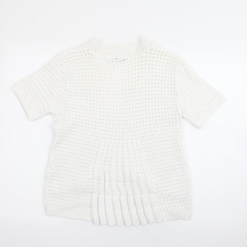 Pure & Natural  Womens White V-Neck  Cotton Cardigan Jumper Size L