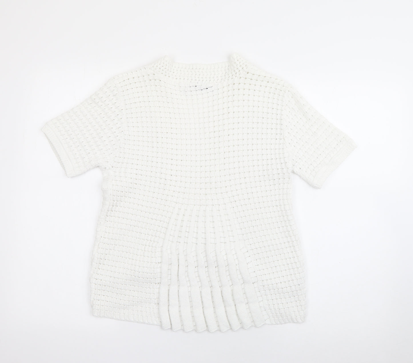 Pure & Natural  Womens White V-Neck  Cotton Cardigan Jumper Size L