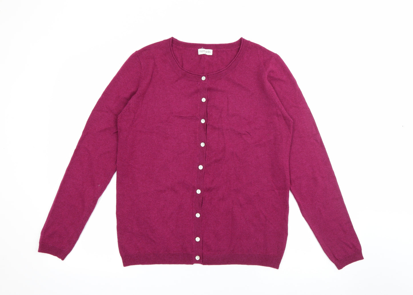 Nomads Womens Purple Round Neck  Wool Cardigan Jumper Size M