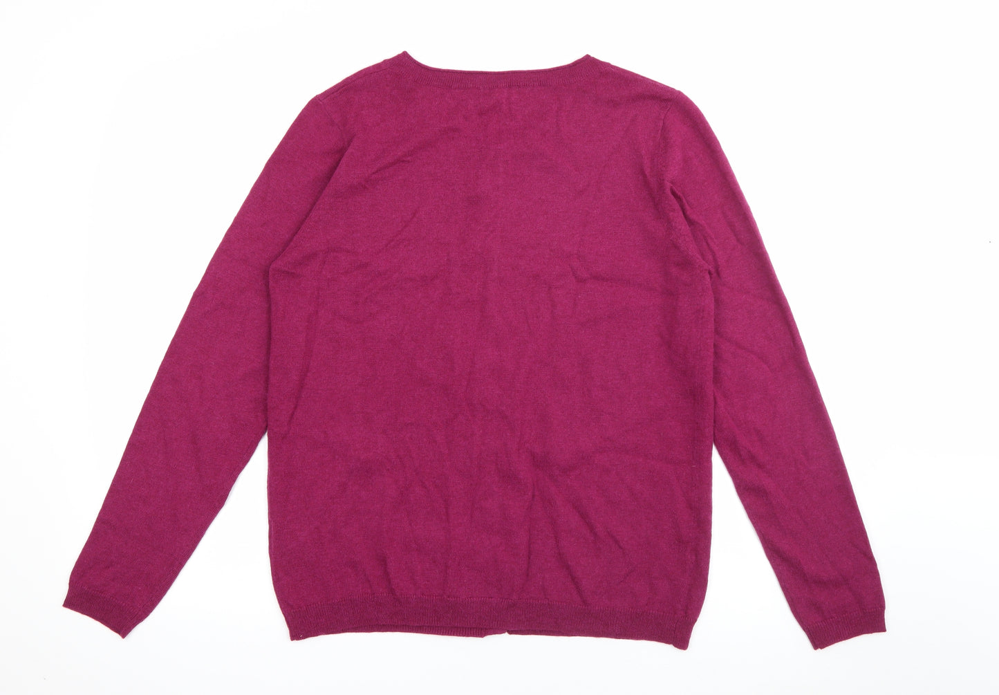 Nomads Womens Purple Round Neck  Wool Cardigan Jumper Size M