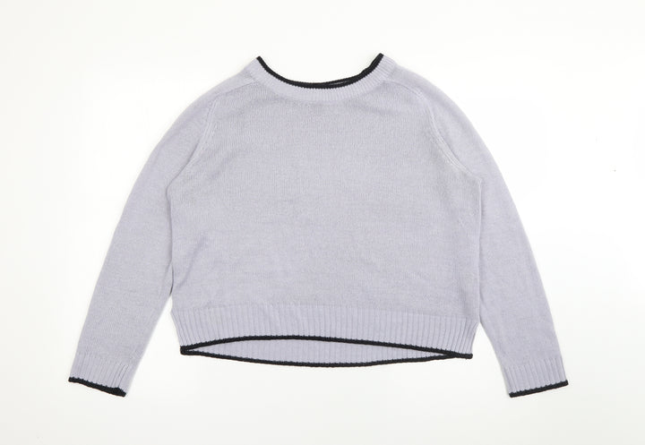 H&M Womens Purple Crew Neck  Acrylic Pullover Jumper Size M