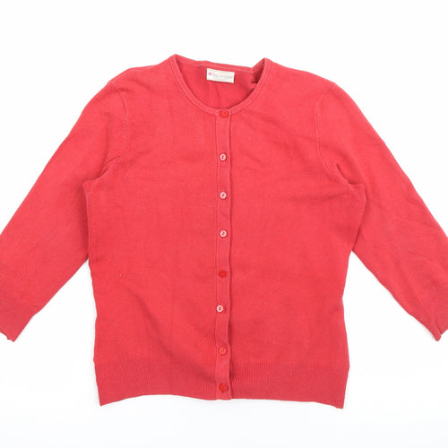 Miss Selfridge Womens Red Round Neck  Acrylic Cardigan Jumper Size 10