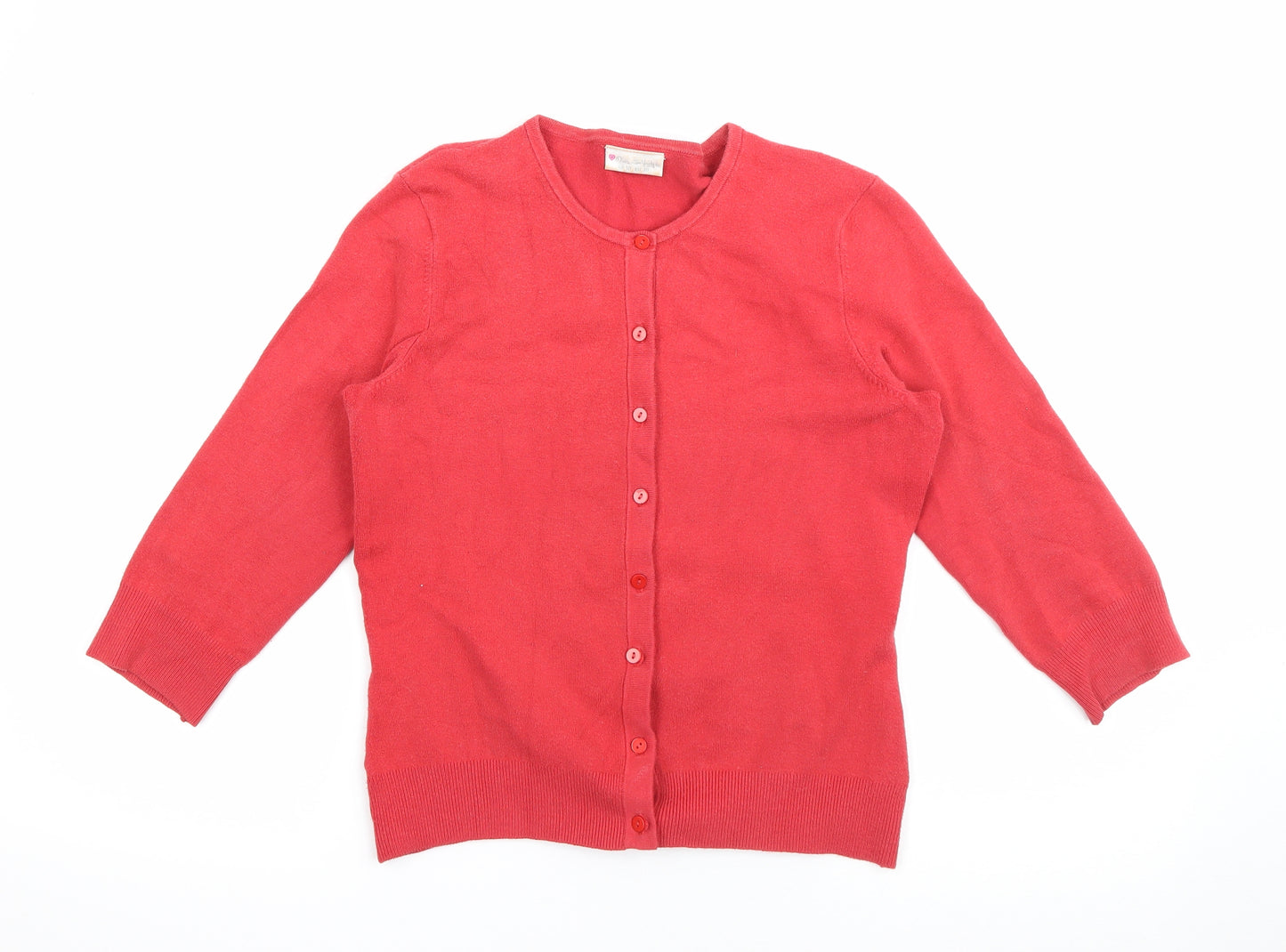 Miss Selfridge Womens Red Round Neck  Acrylic Cardigan Jumper Size 10