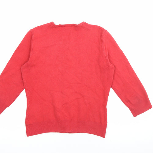 Miss Selfridge Womens Red Round Neck  Acrylic Cardigan Jumper Size 10