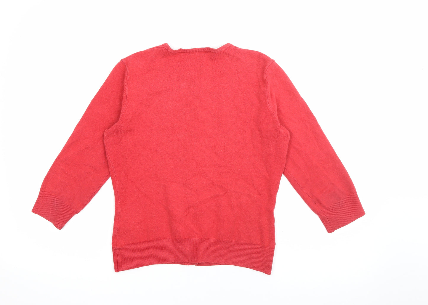 Miss Selfridge Womens Red Round Neck  Acrylic Cardigan Jumper Size 10