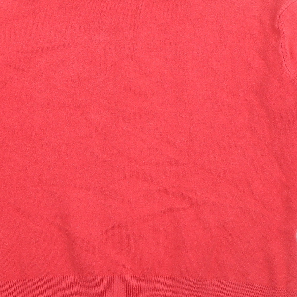 Miss Selfridge Womens Red Round Neck  Acrylic Cardigan Jumper Size 10