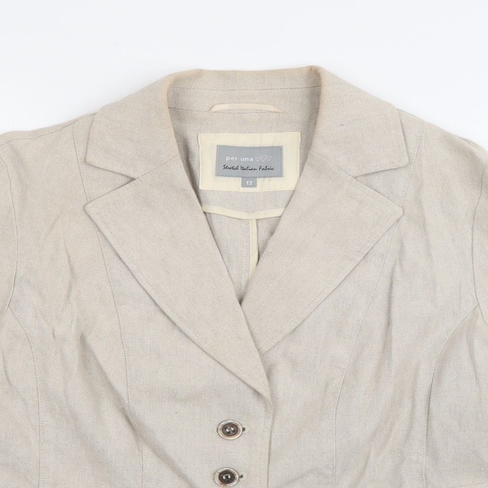 Per Una Womens Beige  Linen Jacket Blazer Size 12