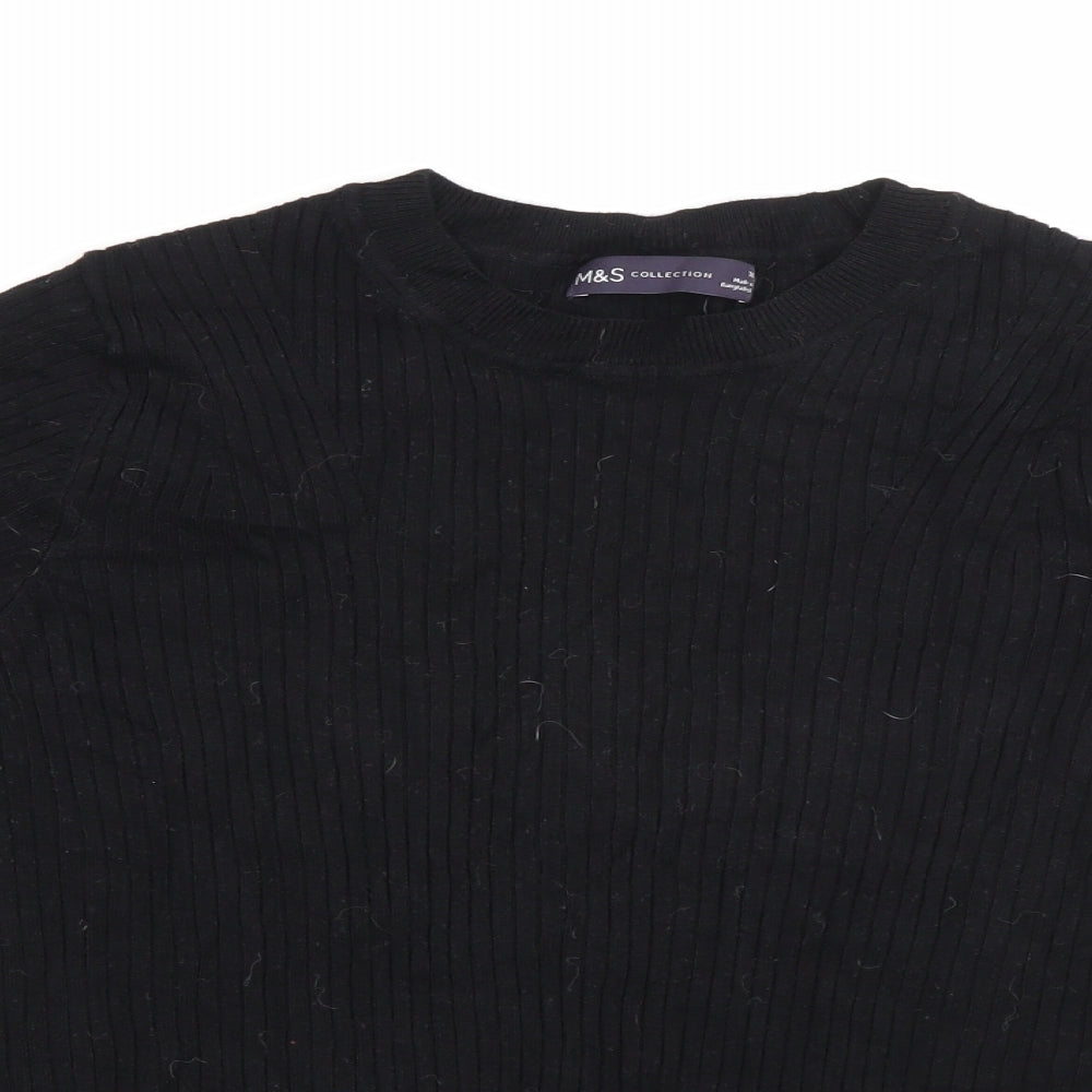 Marks and Spencer Womens Black Crew Neck  Viscose Pullover Jumper Size 14