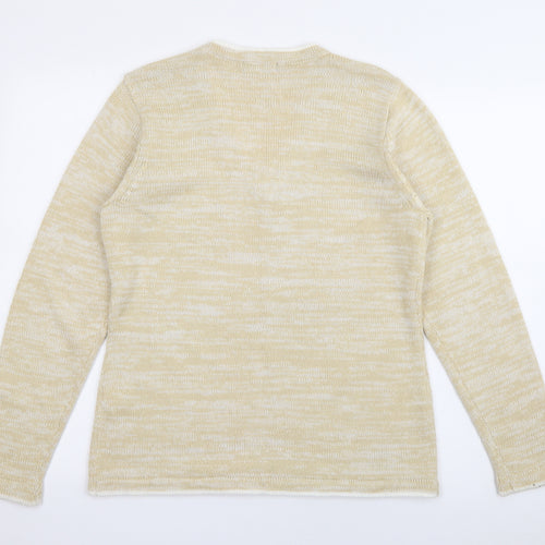 Bonmarché Womens Yellow V-Neck  Acrylic Pullover Jumper Size S