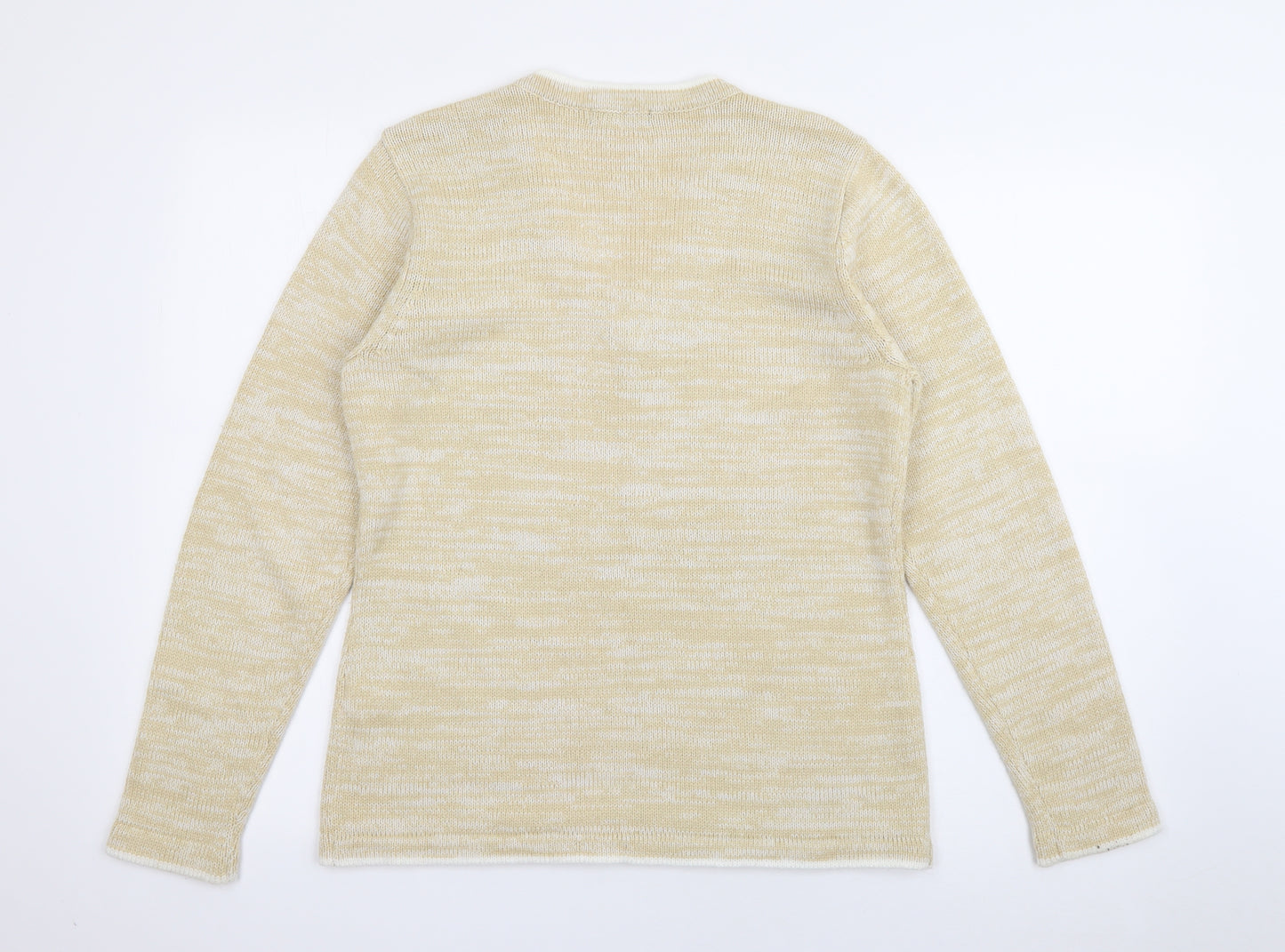 Bonmarché Womens Yellow V-Neck  Acrylic Pullover Jumper Size S