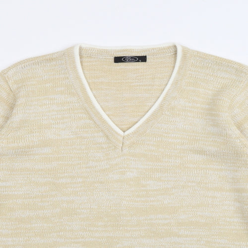 Bonmarché Womens Yellow V-Neck  Acrylic Pullover Jumper Size S