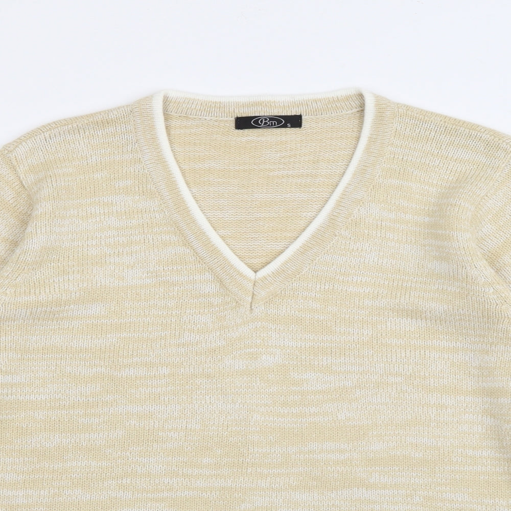 Bonmarché Womens Yellow V-Neck  Acrylic Pullover Jumper Size S