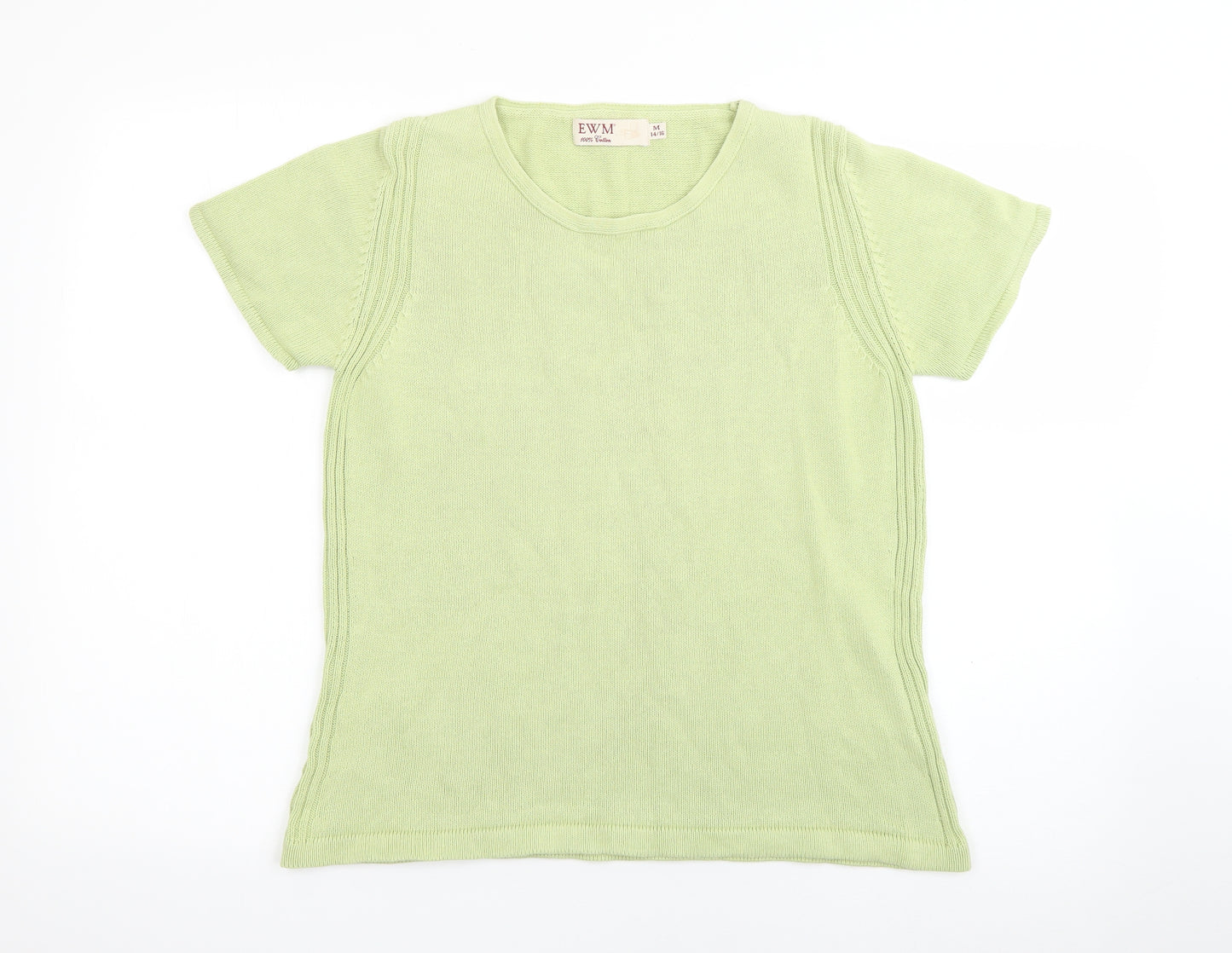EWM Womens Green Round Neck  Cotton Pullover Jumper Size M