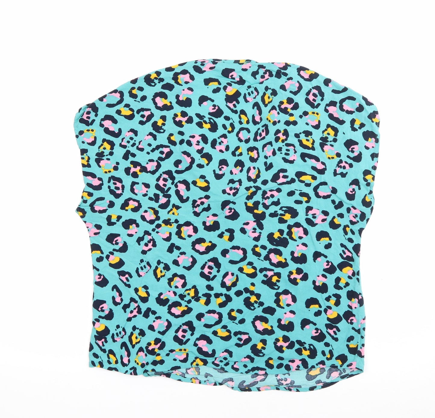 Primark Womens Blue Animal Print Viscose Basic Tank Size 6 V-Neck