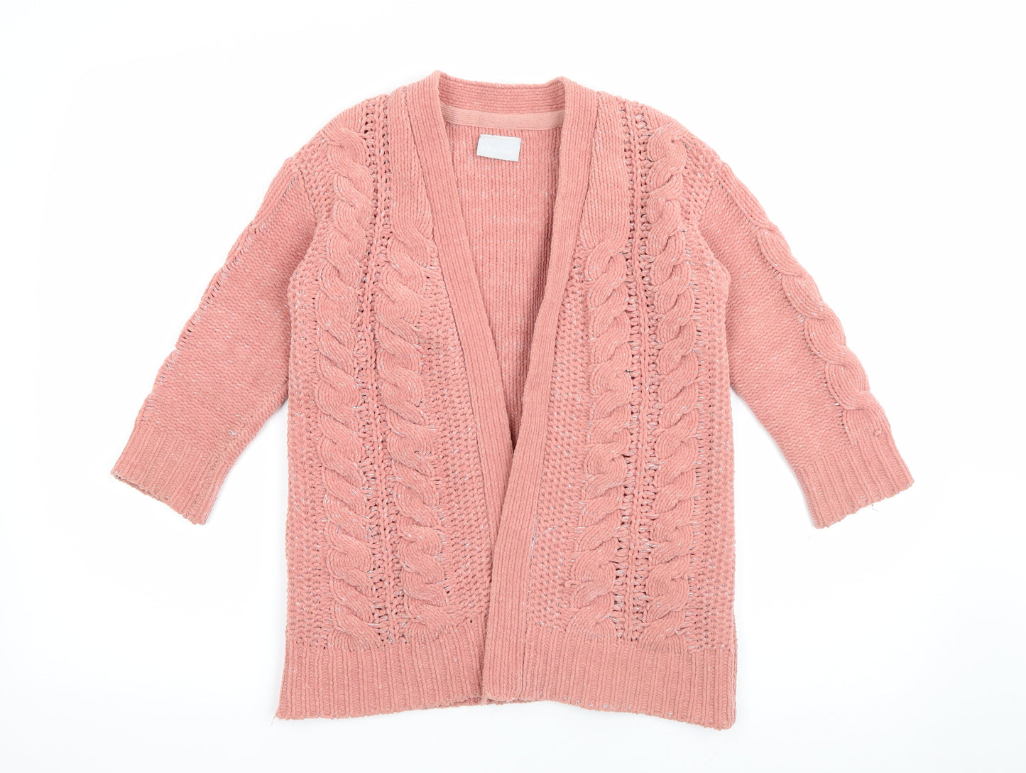 Matalan Girls Pink V-Neck  Polyester Cardigan Jumper Size 7 Years