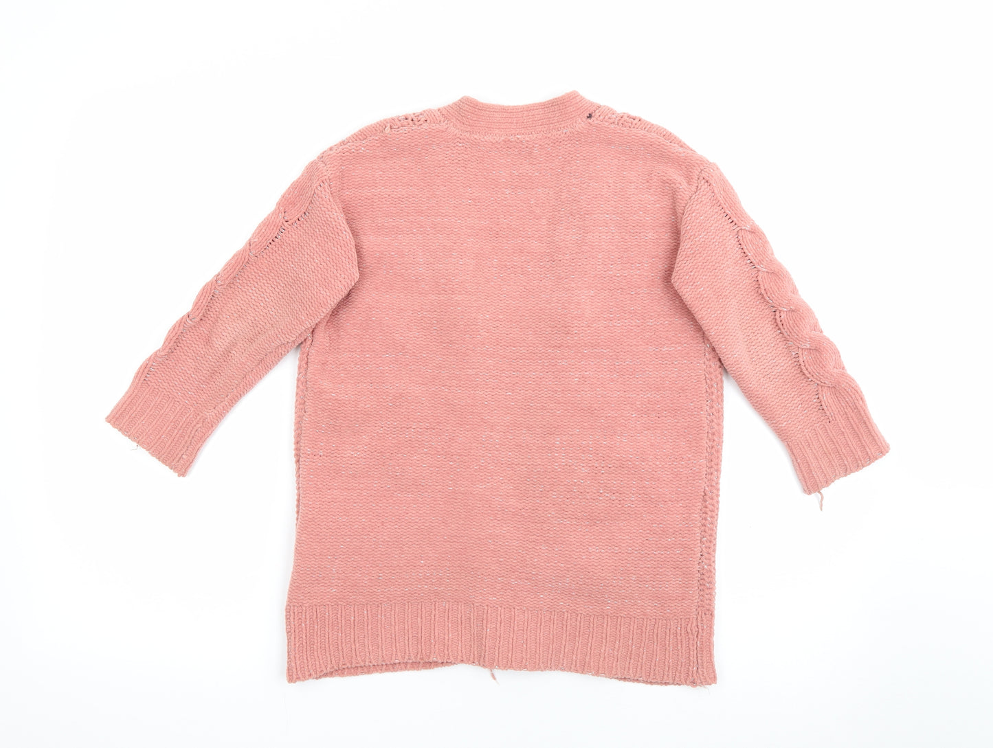 Matalan Girls Pink V-Neck  Polyester Cardigan Jumper Size 7 Years