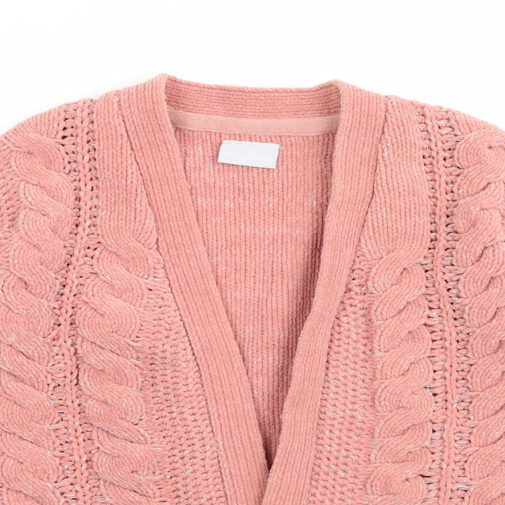 Matalan Girls Pink V-Neck  Polyester Cardigan Jumper Size 7 Years