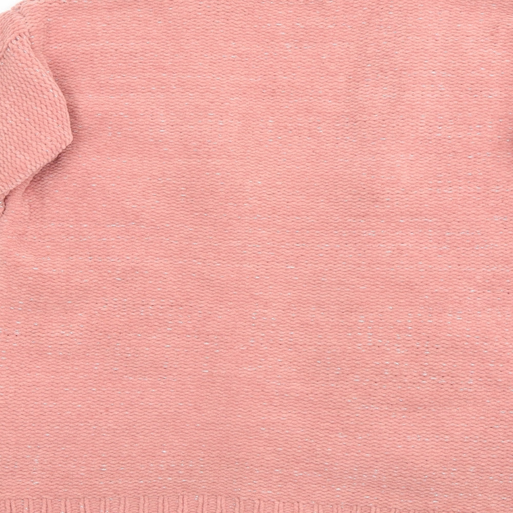 Matalan Girls Pink V-Neck  Polyester Cardigan Jumper Size 7 Years
