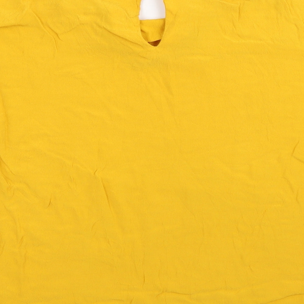 H&M Womens Yellow  Viscose Basic Blouse Size 8 Round Neck